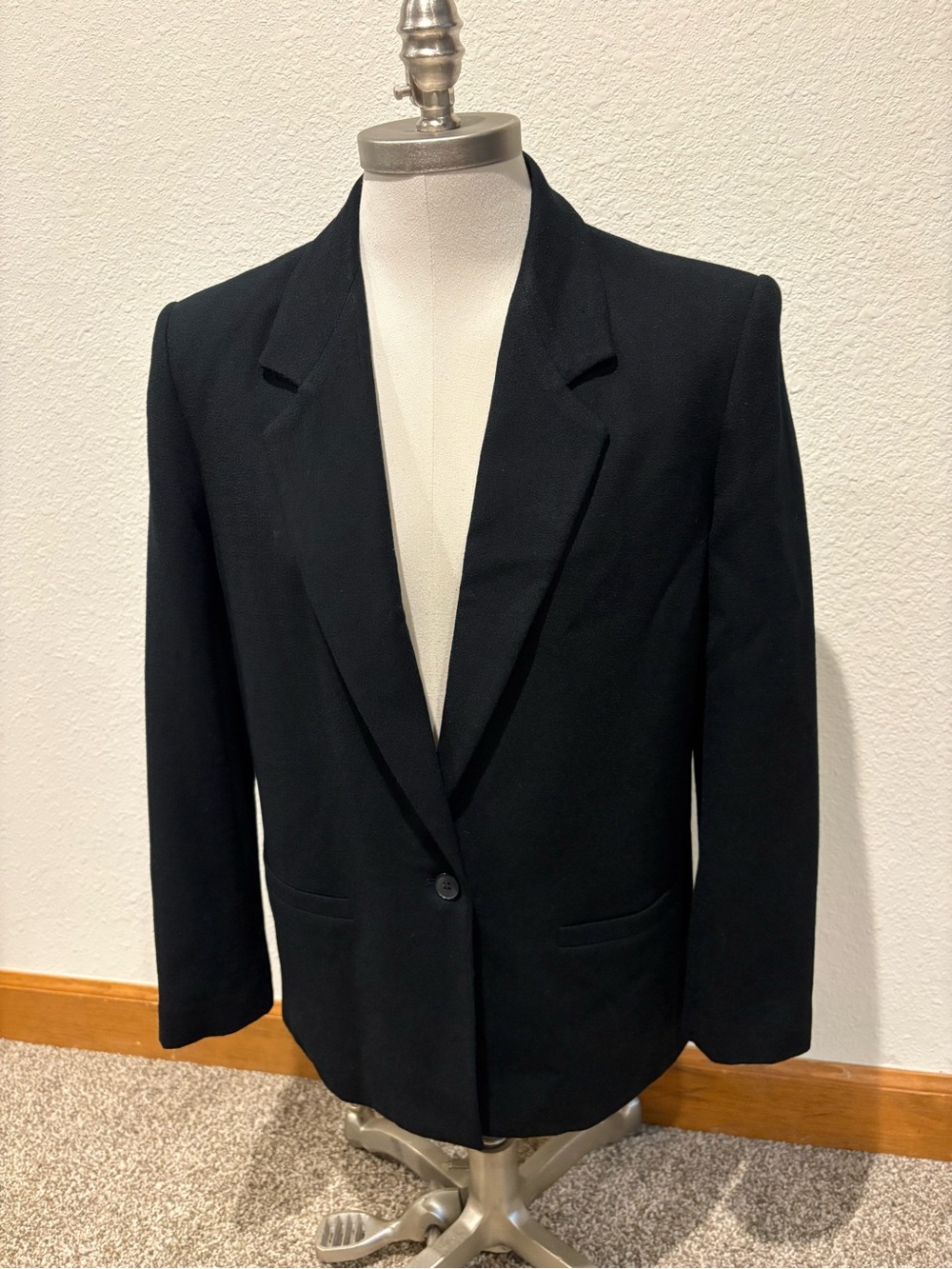 Vintage 80s 90s Prophecy Women’s Blazer Boxy 1 Button Wool Lined Black Size 8 - Picture 2 of 11